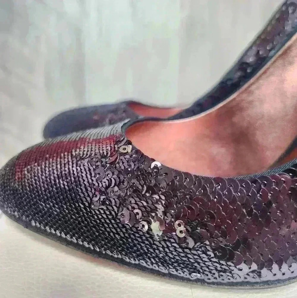 Miu Miu Purple Sequin High Heels Round  Toe Paillettes Pump Size 9.5 AUTHENTIC - Picture 10 of 16